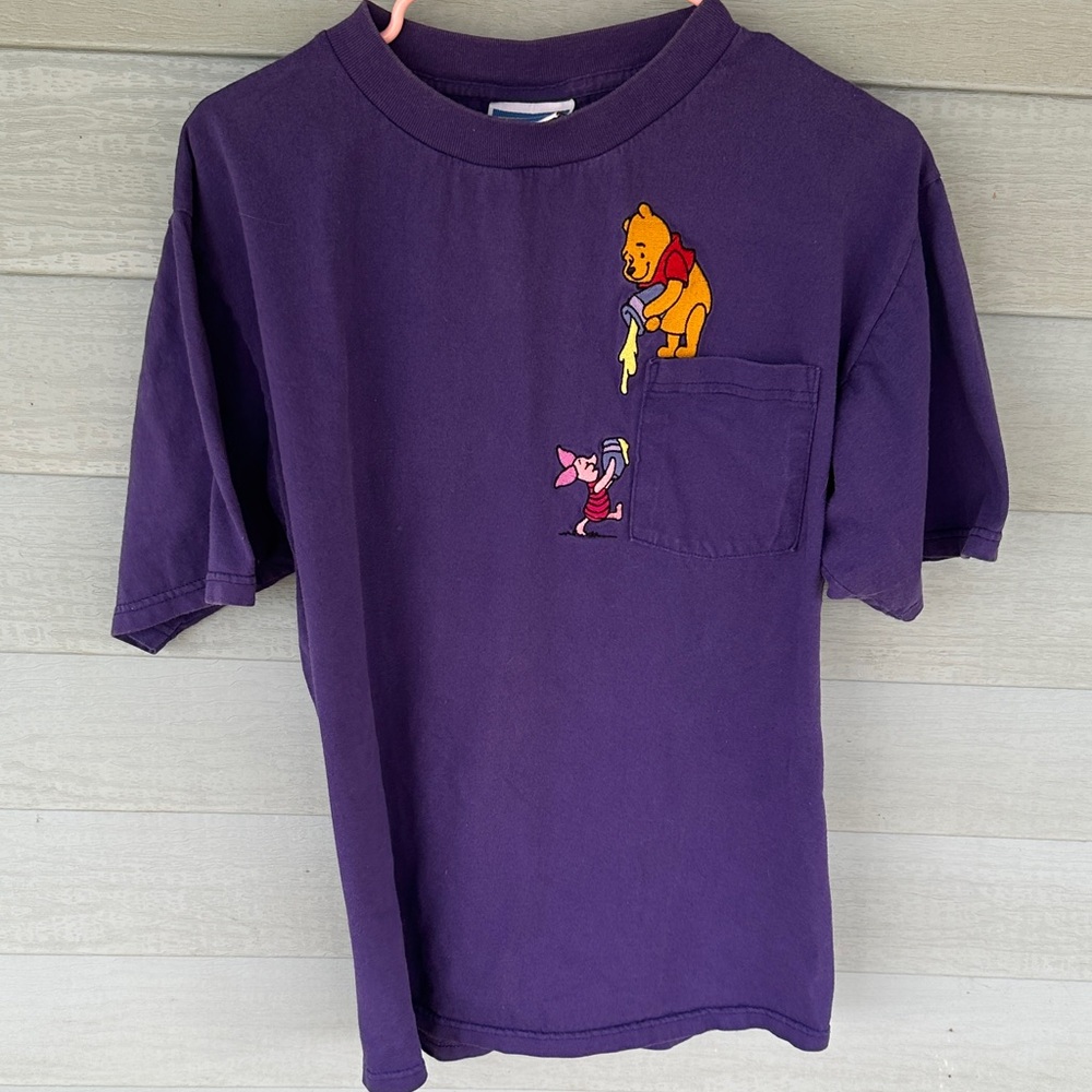 Disney Purple Winnie the Pooh & Piglet Pocket Tee vintage size L